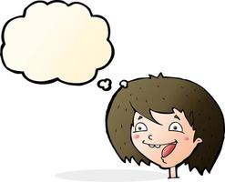 cartoon happy girl with thought bubble vector