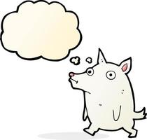 cartoon funny little dog with thought bubble vector