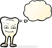 cartoon yellowing  tooth with thought bubble vector