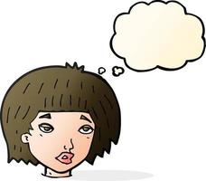 cartoon bored looking woman with thought bubble vector