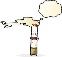 cartoon cigarette with thought bubble vector