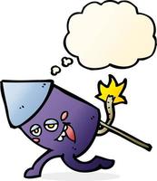 cartoon funny firework character with thought bubble vector