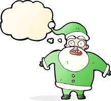 cartoon shocked santa claus with thought bubble vector