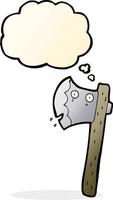 cartoon axe with thought bubble vector