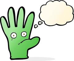 cartoon hand with eyes with thought bubble vector