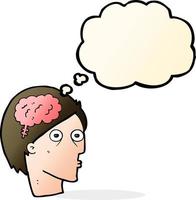 cartoon head with brain symbol with thought bubble vector