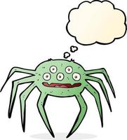 cartoon halloween spider with thought bubble vector