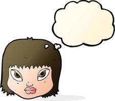 cartoon annoyed face with thought bubble vector