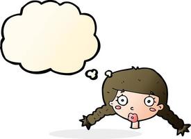 cartoon confused female face with thought bubble vector