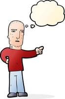 cartoon tough guy pointing with thought bubble vector