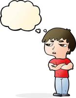 cartoon annoyed boy with thought bubble vector