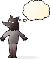 cartoon happy werewolf with thought bubble vector