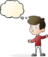 cartoon curious boy with thought bubble vector