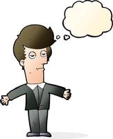 cartoon bored man with thought bubble vector