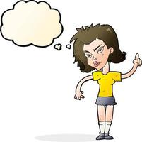 cartoon woman with idea with thought bubble vector