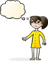 cartoon worried girl with thought bubble vector