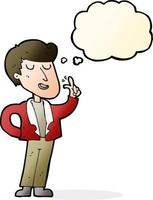 cartoon cool guy snapping fingers with thought bubble vector