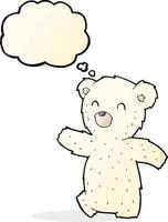 oso polar de dibujos animados con burbuja de pensamiento vector