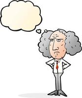 cartoon big hair lecturer man with thought bubble vector