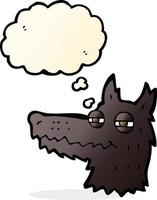 cartoon smug wolf face with thought bubble vector
