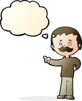 cartoon man with mustache pointing with thought bubble vector