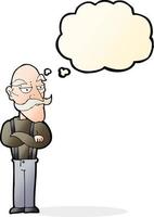 cartoon bored old man with thought bubble vector