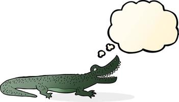 cartoon happy crocodile with thought bubble vector