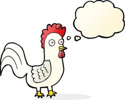 cartoon rooster with thought bubble vector