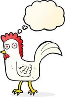 cartoon chicken with thought bubble vector