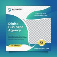 Square template design social media post and banner promotion for Digital Business Agency with modern green blue color. Creative and multipurpose vector banner advertisement