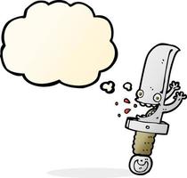 crazy knife cartoon character with thought bubble vector