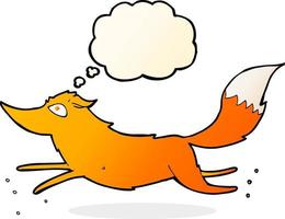 cartoon fox running with thought bubble vector