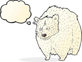 dibujos animados de oso polar enorme con burbuja de pensamiento vector