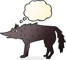 cartoon wolf with thought bubble vector