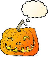 cartoon pumpkin with thought bubble vector