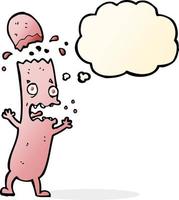 cartoon undercooked sausage with thought bubble vector