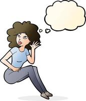 cartoon woman listening with thought bubble vector