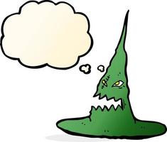 cartoon spooky witches hat with thought bubble vector