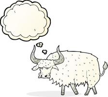 cartoon annoyed hairy ox with thought bubble vector