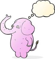 Elefante divertido de dibujos animados con burbujas de pensamiento vector