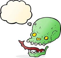 cartoon spooky skull with thought bubble vector
