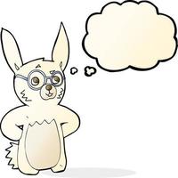 cartoon rabbit wearing spectacles with thought bubble vector