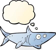 cartoon happy shark with thought bubble vector