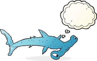 cartoon hammerhead shark with thought bubble vector