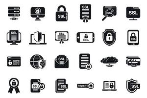 los iconos de certificado ssl establecen un vector simple. seguridad ssl