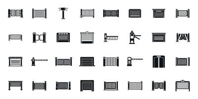 Automatic gate icons set simple vector. Electric door vector