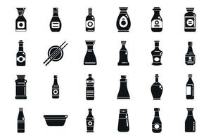 Soy sauce icons set simple vector. Sashimi fried vector