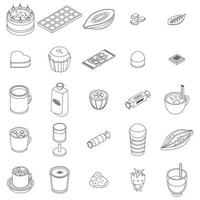 conjunto de iconos de cacao contorno vectorial vector