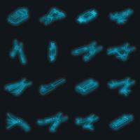 Multitool icons set vector neon