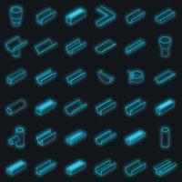 Gutter icons set vector neon